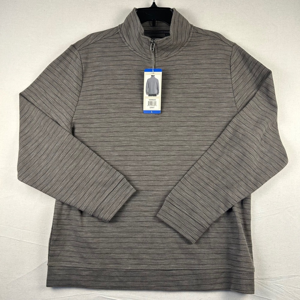 Dockers Mens Quarter Zip Pullover Gray Textured Knit Sweater 1899643 Size L